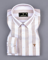 Castor Cream With White Stripe Amsler Linen Formal Shirt