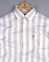 Castor Cream With White Stripe Amsler Linen Formal Shirt