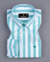 Otter Green With White Stripe Oxford Cotton Shirt