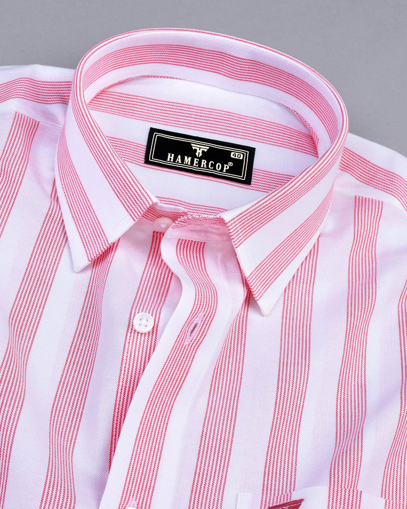 Otter Pink With White Stripe Oxford Cotton Shirt