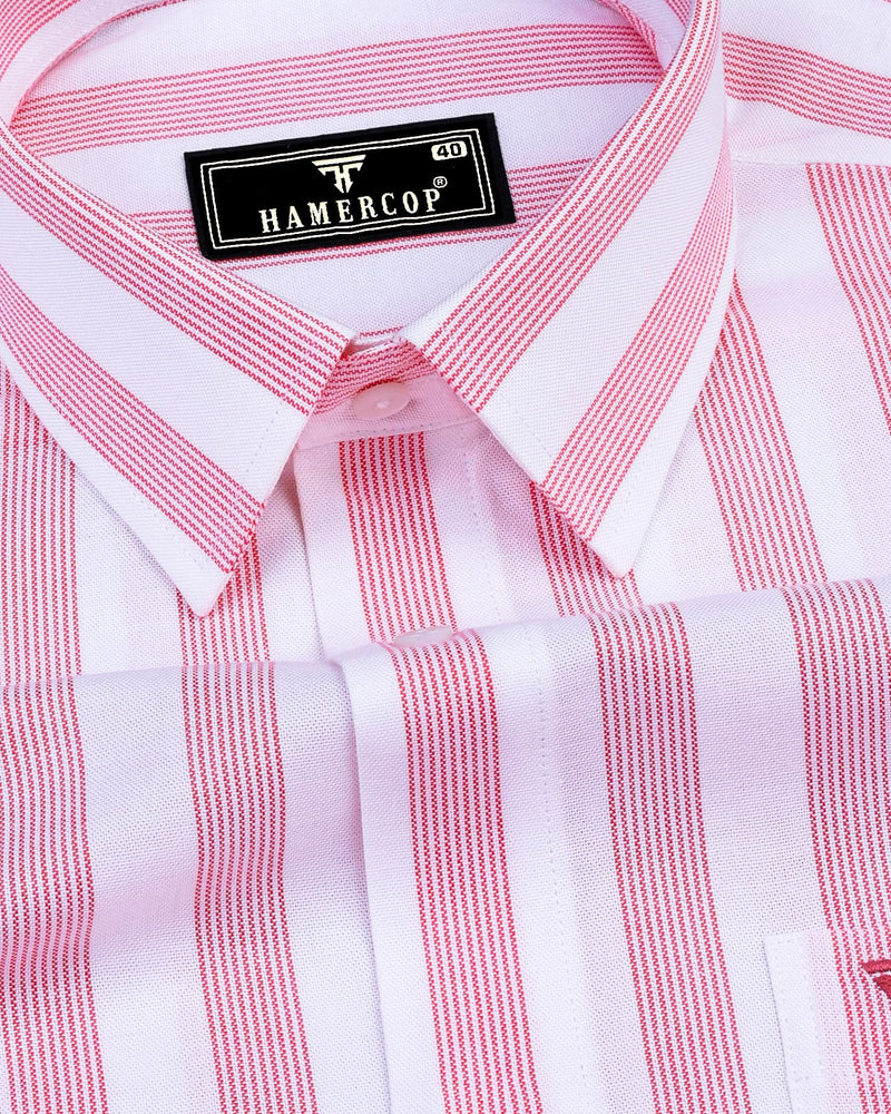 Otter Pink With White Stripe Oxford Cotton Shirt