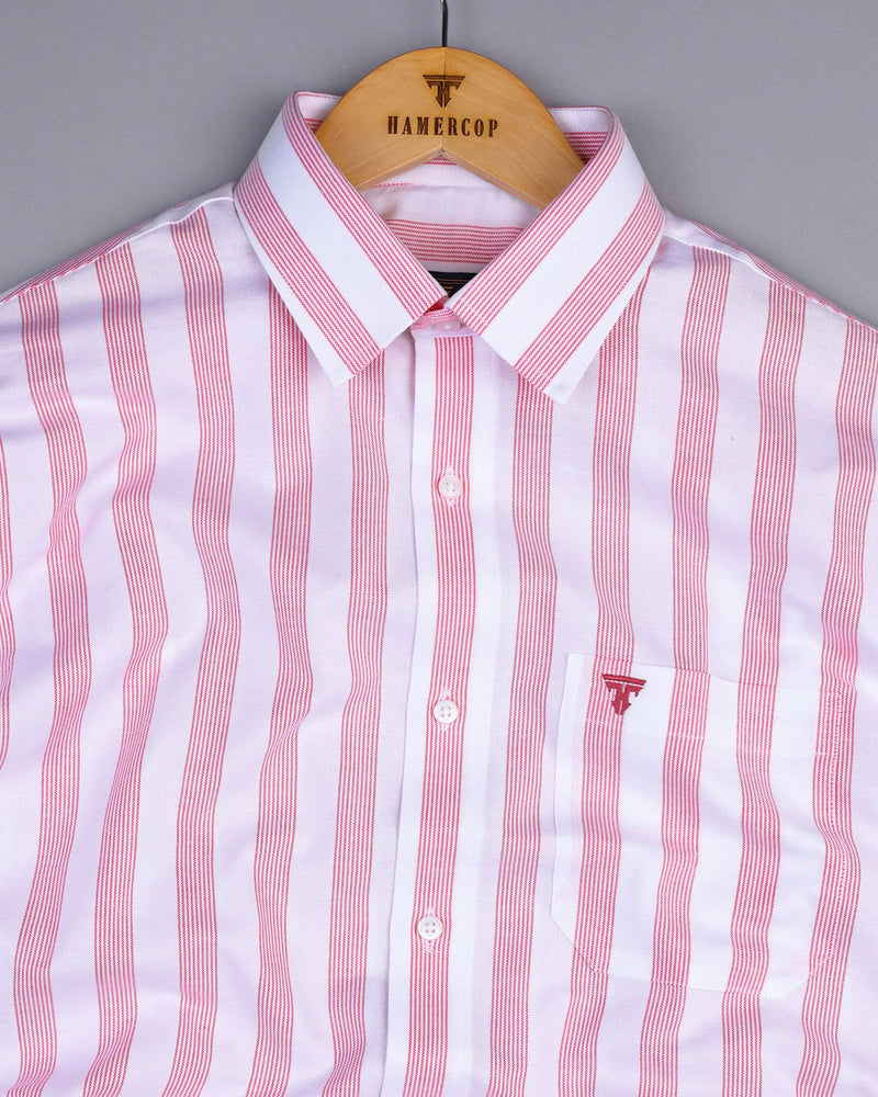 Otter Pink With White Stripe Oxford Cotton Shirt