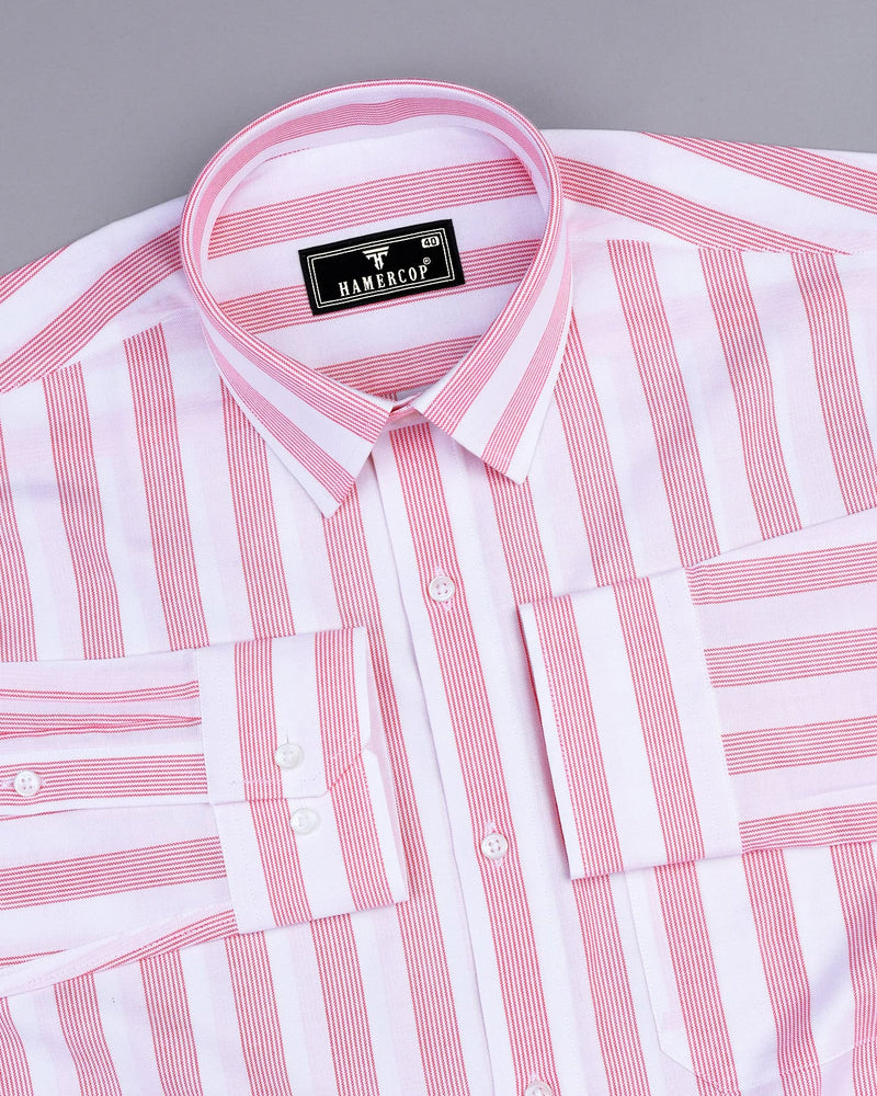 Otter Pink With White Stripe Oxford Cotton Shirt