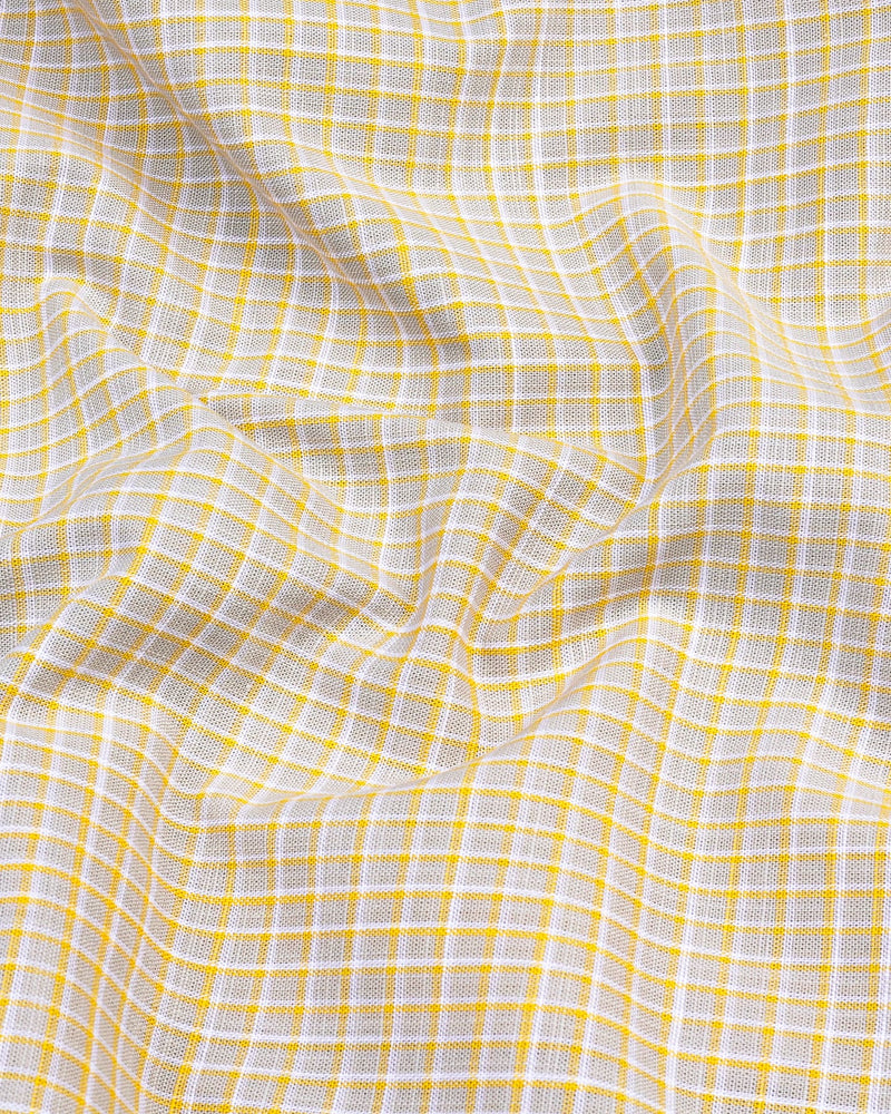 Dublin Gray With Yellow Check Linen Cotton Shirt