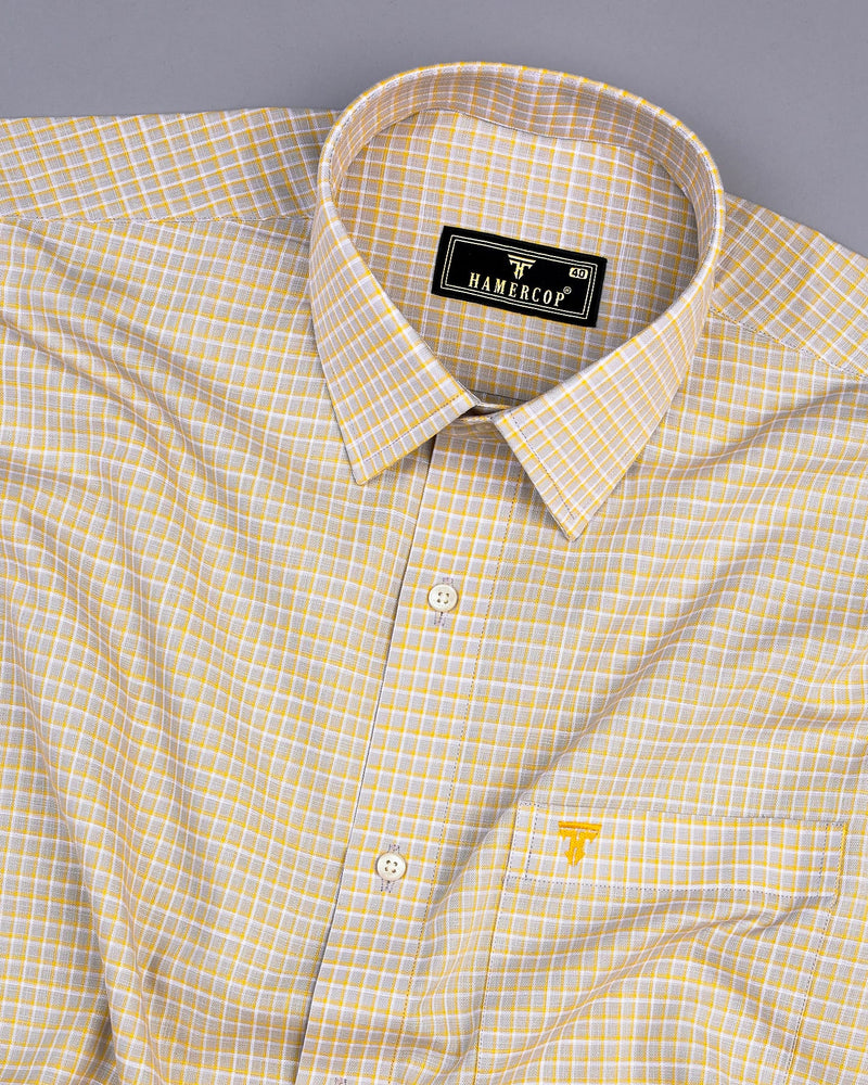 Dublin Gray With Yellow Check Linen Cotton Shirt