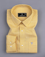 Dublin Yellow With Gray Check Linen Cotton Shirt