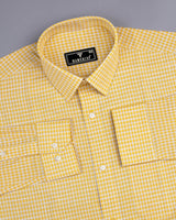 Dublin Yellow With Gray Check Linen Cotton Shirt