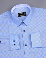 Moccasin Blue Pencil Stripe Oxford Cotton Designer Shirt