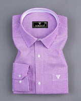 Moccasin Purple Pencil Stripe Oxford Cotton Designer Shirt