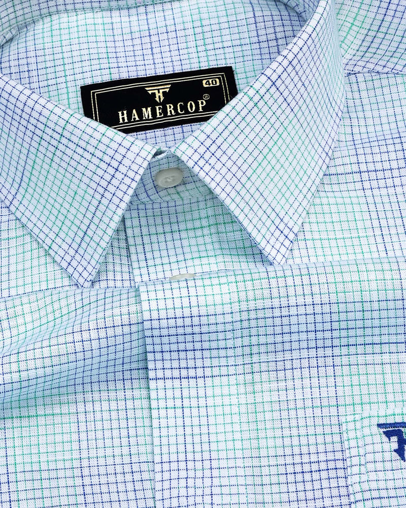 Canvas Blue Graph Check Amsler Cotton Formal Shirt