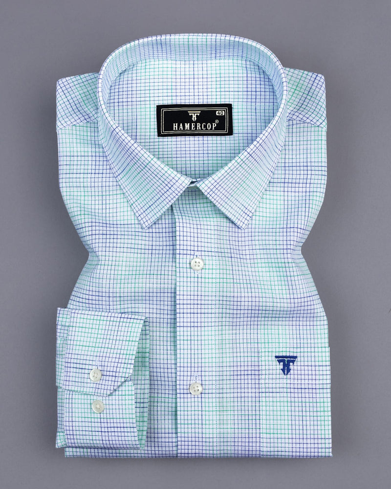 Canvas Blue Graph Check Amsler Cotton Formal Shirt