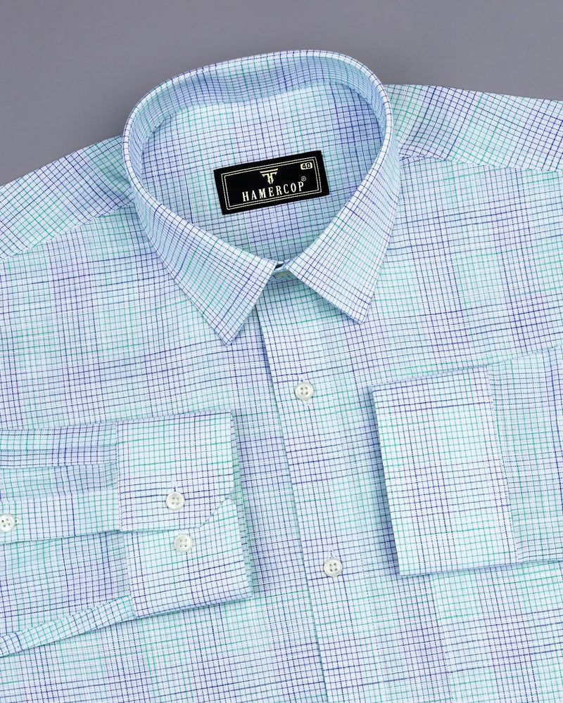 Canvas Blue Graph Check Amsler Cotton Formal Shirt