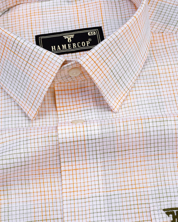 Canvas Orange With Green Graph Check Amsler Cotton Shirt