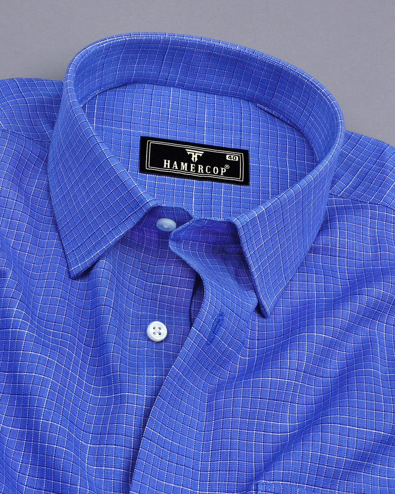 Luton Blue Check Amsler Cotton Formal Shirt