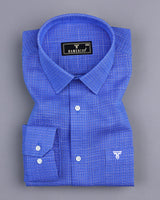 Luton Blue Check Amsler Cotton Formal Shirt