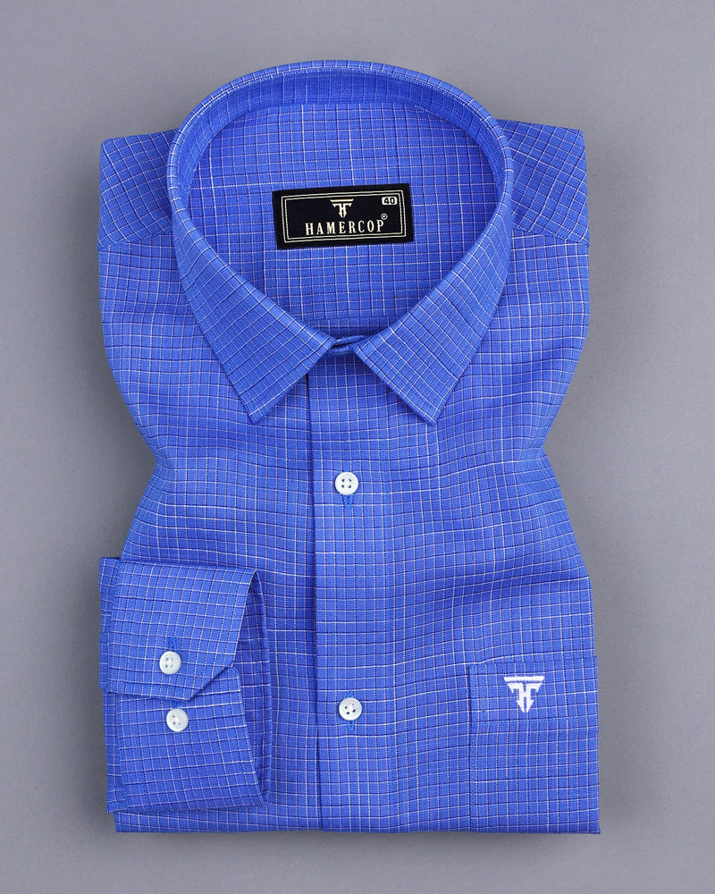 Luton Blue Check Amsler Cotton Formal Shirt