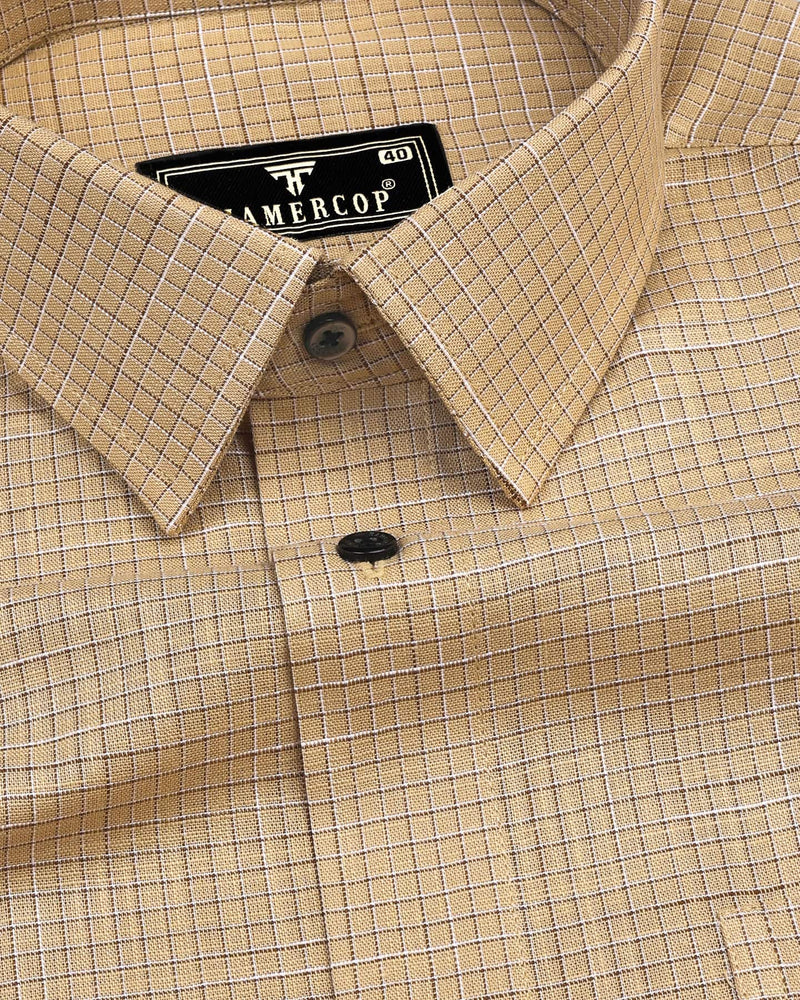 Luton Cream Check Amsler Cotton Formal Shirt