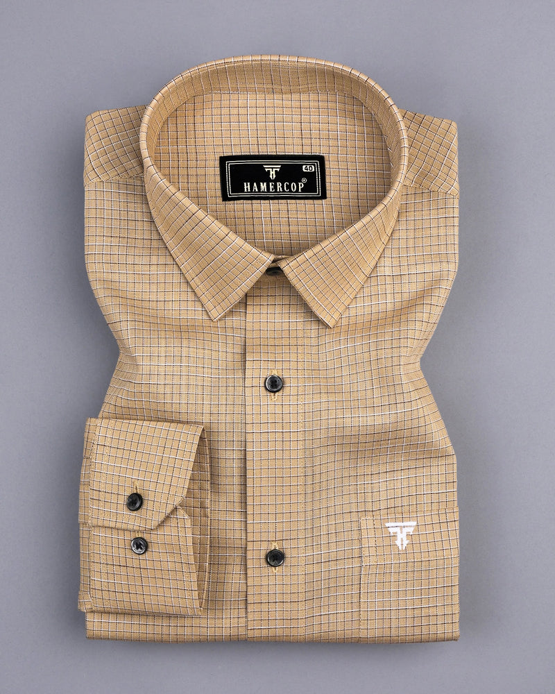 Luton Cream Check Amsler Cotton Formal Shirt