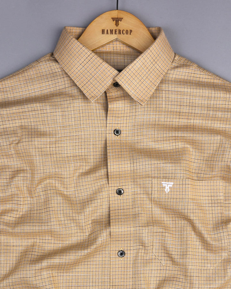 Luton Cream Check Amsler Cotton Formal Shirt