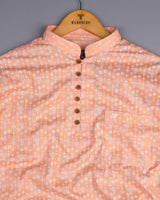 Modena Orange Circle Chain Printed Linen Cotton Shirt Style Kurta