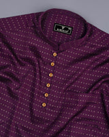 Wine Purple Glitter Printed Soft Satin Cotton Shirt Style Kurta