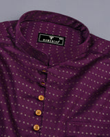 Wine Purple Glitter Printed Soft Satin Cotton Shirt Style Kurta