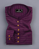 Wine Purple Glitter Printed Soft Satin Cotton Shirt Style Kurta