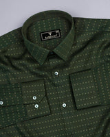 Green Glitter Printed Soft Satin Cotton Shirt