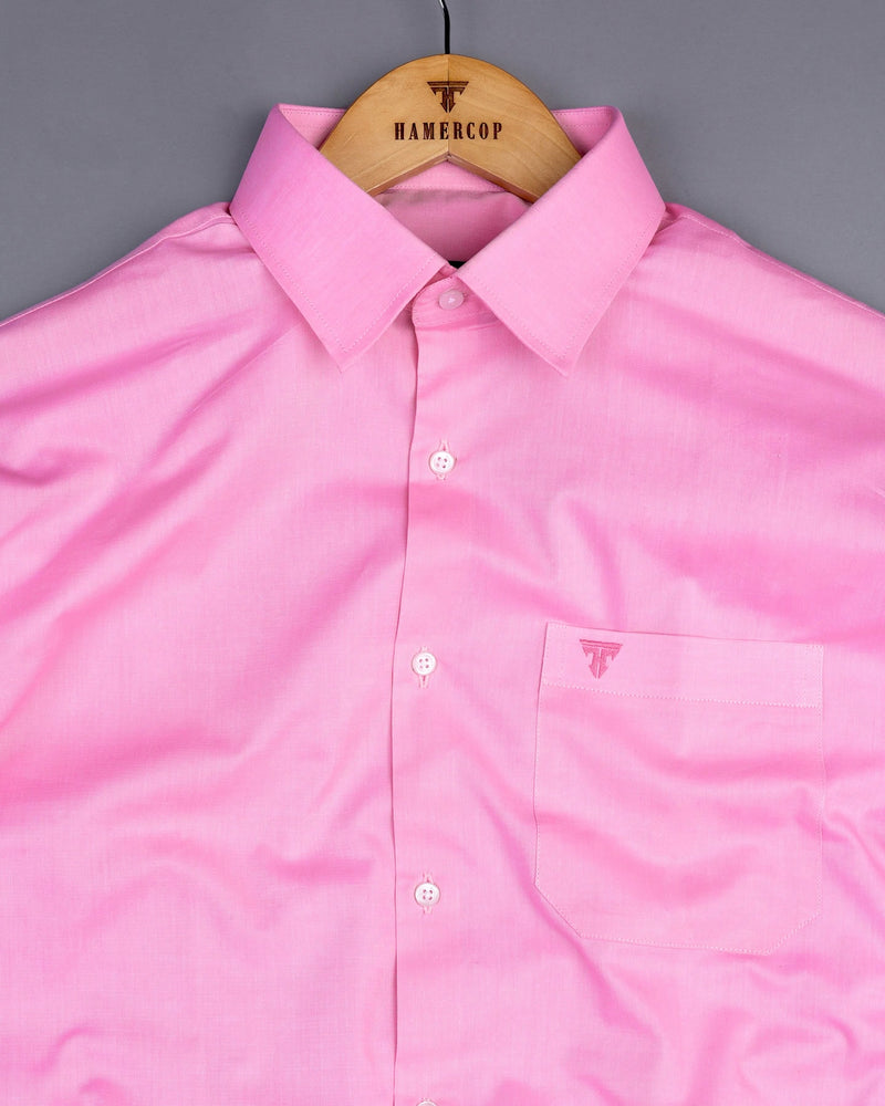 Pink Oxford Solid Cotton Formal Shirt