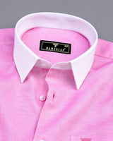 Taffy Pink Hexagon Shaped Dobby Cotton Designer Shirt