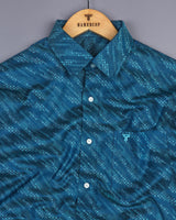 Chlorin Blue Jacquard Textured Cotton Shirt