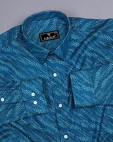 Chlorin Blue Jacquard Textured Cotton Shirt