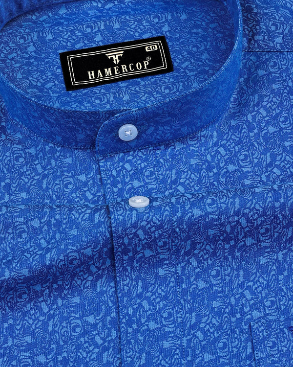 Clifton Blue Jacquard Textured Cotton Shirt