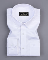 Frosted White Jacquard Check Premium Giza Cotton Shirt