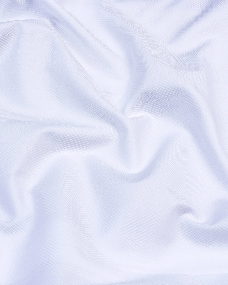 Frosted White Jacquard Check Premium Giza Cotton Shirt