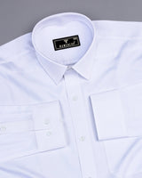 Frosted White Jacquard Check Premium Giza Cotton Shirt