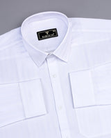 Igloo White Self Stripe Premium Giza Shirt