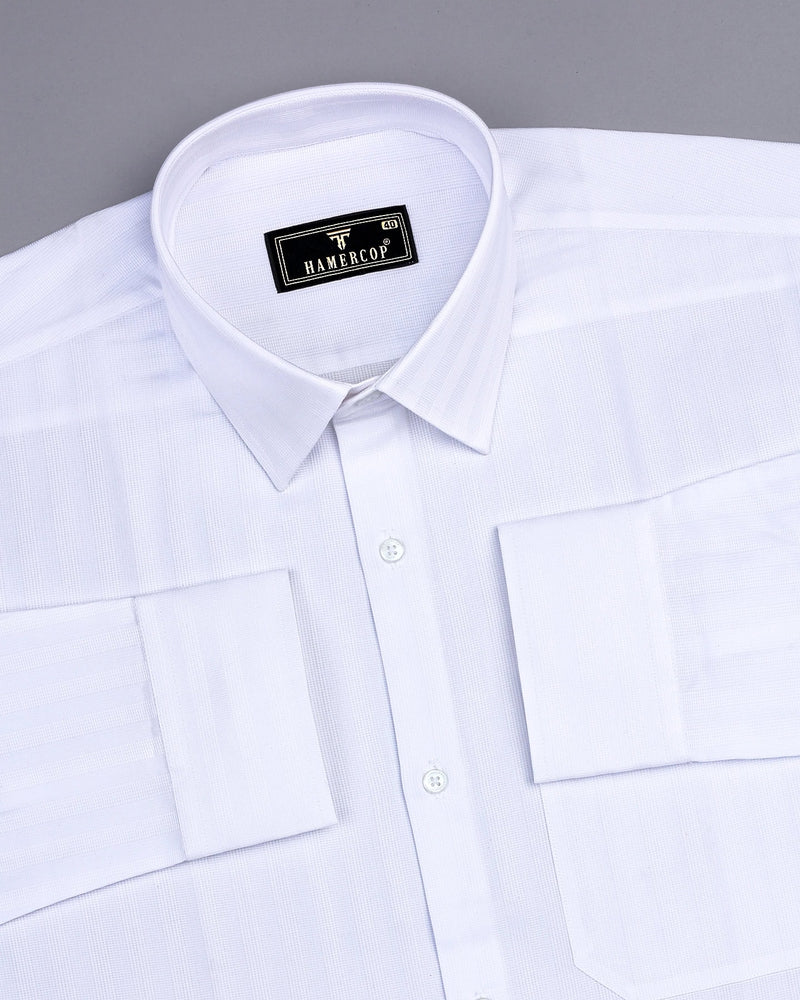 Igloo White Self Stripe Premium Giza Shirt