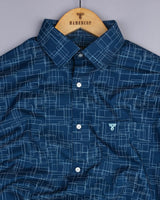 Clayton Blue With Skyblue Poplin Printed Cotton Shirt