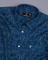 Clayton Blue With Skyblue Poplin Printed Cotton Shirt