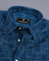 Clayton Blue With Skyblue Poplin Printed Cotton Shirt