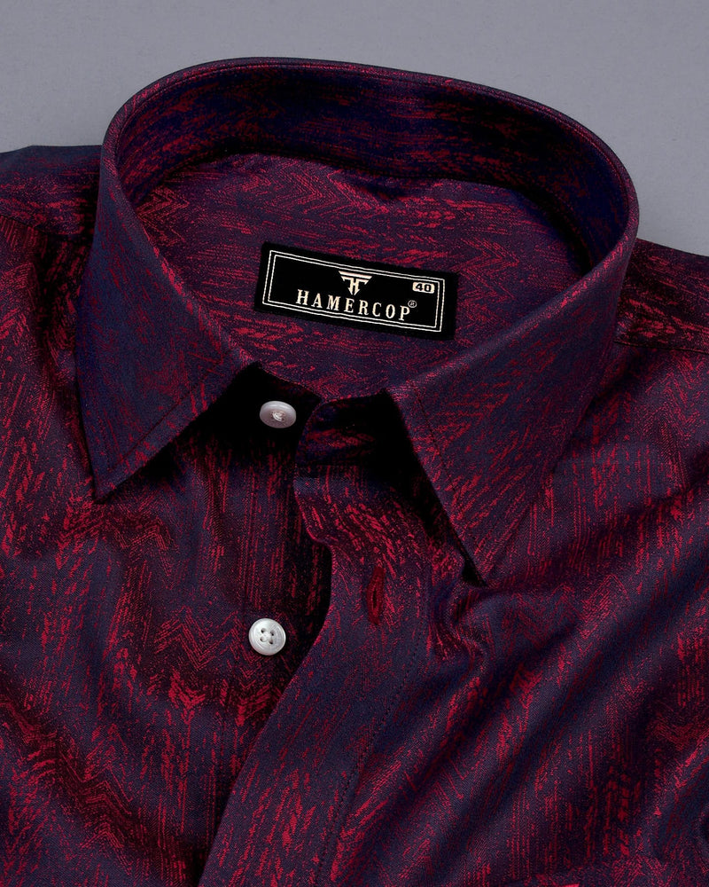 Bursa Wine Purple Shadow Jacquard Cotton Giza Shirt