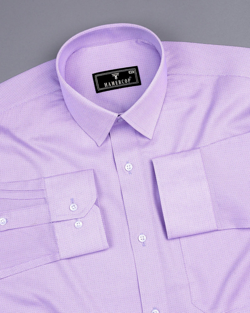 Iris Purple With White Printed Premium Cotton Shirt