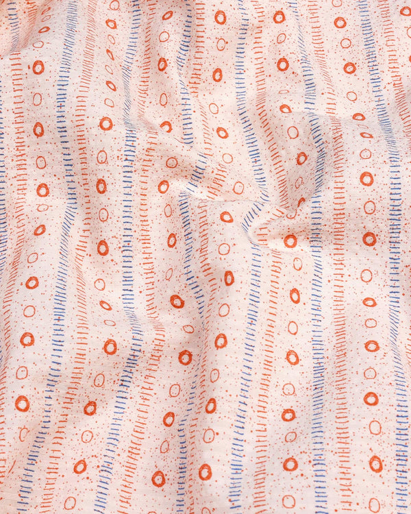 Crayon Orange Self Stripe Printed Seersucker Cotton Shirt