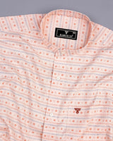 Crayon Orange Self Stripe Printed Seersucker Cotton Shirt