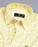 Crayon Yellow Self Stripe Printed Seersucker Cotton Shirt