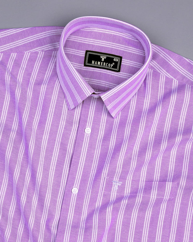 Alverton Purple With Gray Stripe Oxford Cotton Shirt