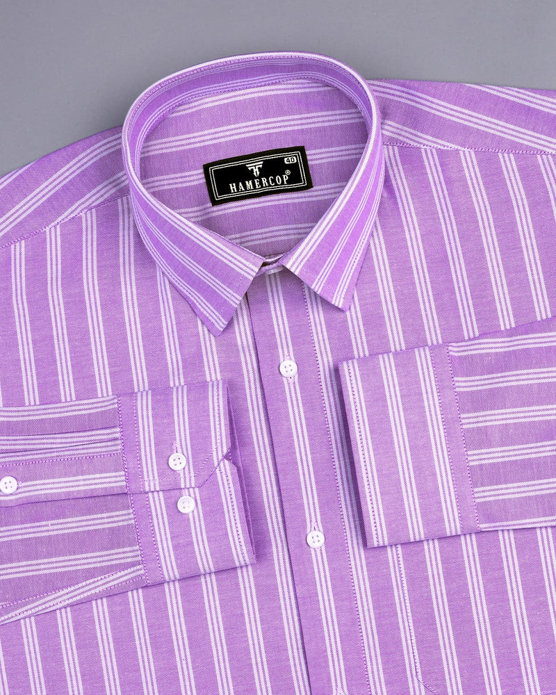 Alverton Purple With Gray Stripe Oxford Cotton Shirt