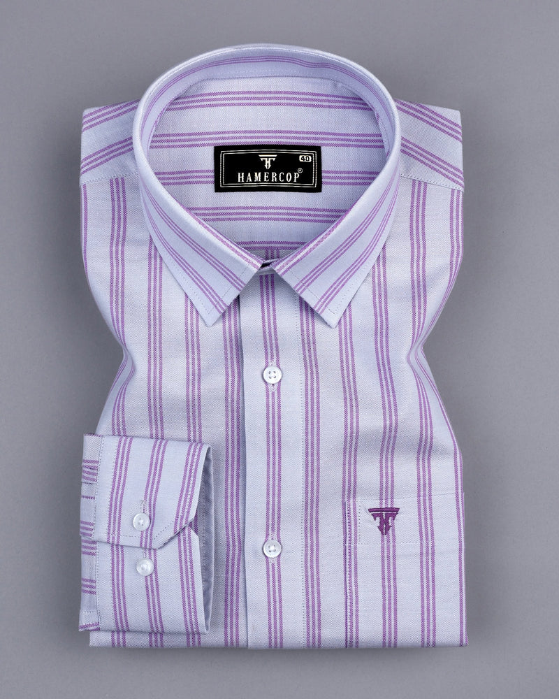 Alverton Gray With Purple Stripe Oxford Cotton Shirt