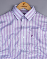 Alverton Gray With Purple Stripe Oxford Cotton Shirt